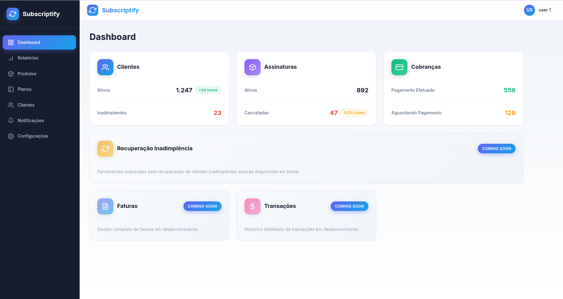 Subscriptify Dashboard